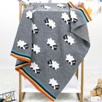 Couverture en coton tricotée pour bébé motif mouton mignon, serviette de bain, tissu d'emmaillotage, couette pour nourrissons, couverture de poussette