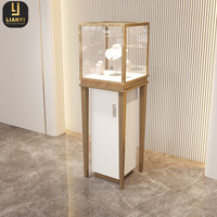 Vitrine d'exposition circulaire en acier inoxydable LIANYI, en forme d'éventail, pour bijoux, horloges anciennes, musées, taille/couleur personnalisable
