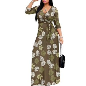 Outlet di fabbrica a basso prezzo <span class=keywords><strong>Ulu</strong></span> foglie con fiori di ibisco Design stampa personalizzata abiti lunghi donna Maxi Casual da donna - Product Image 2