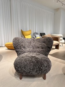 모던 이탈리아 디자인 울 패브릭 악센트 체어 양가죽 라운지 체어 가정용 식당 호텔 고급 거실 세트 - Product Image 3