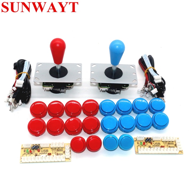 24MM /30MM Arcade Game Console Buttons+5Pin 4/8way Arcade Joystick+1player Zero Delay USB Encoder Board DIY Arcade Joystick Kit