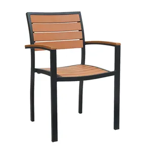 Teck plastique bois moderne extérieur restaurant Patio jardin table et chaises d'extérieur empilables en aluminium avec bois de teck