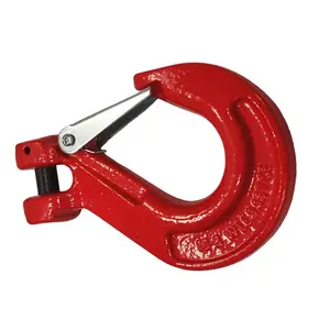 15TON Drop Forged Alloy Steel Lifting Hoist Hook With Latch G80 Clevis Sling Hook