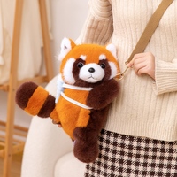 Sac à bandoulière personnalisable en peluche douce, série Panda roux, raton laveur, cochon, ours, avec fermeture à pression, animaux en peluche, cadeau, coton et filet
