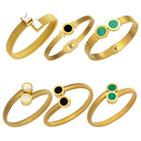 Pulsera elástica apilable de hueso de serpiente con malaquita, ónix y conchas, brazaletes con números romanos para mujer, pulsera de acero inoxidable tipo correa de reloj