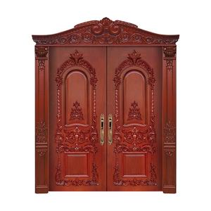 <span class=keywords><strong>Porte</strong></span> d'entrée double en bois de style britannique avec design luxueux de <span class=keywords><strong>couronne</strong></span> et de sculpture - Product Image 1