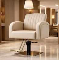 Chaise de barbier hydraulique de haute qualité avec accents dorés, chaise de coiffure confortable, mobilier moderne pour salon de coiffure