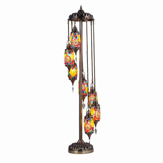 Marrakech Decorative LED Night Light 5 Globes Turkish Mosaic Contemporary Hotel Floor Lamp