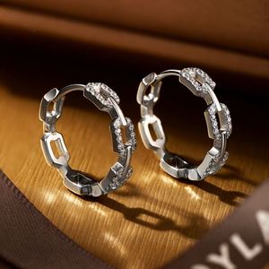 Dylam Newest Tik Tok Trendy <b>Top</b> End Chain Clasped Rhodium-Plated 925 Sterling Silver 5A Zircon Baguette Stud <b>Earrings</b> - Product Image 5