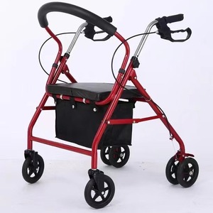 Outdoor Elderly <b>Push</b> Shopping Cart with Wheels and Seat Walker Rollator - Product Image 1