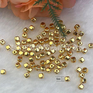 Cuentas espaciadoras cuadradas de acero inoxidable de 4 mm de Aomiao's Mystery para la fabricación de joyería DIY - Product Image 1