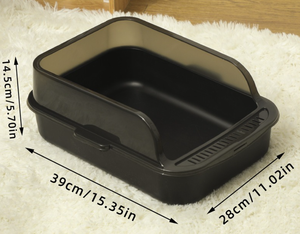 Bac à litière pour chat extra large semi-fermé de conception ouverte Matériau PP durable Toilette anti-éclaboussures de grande taille facile à nettoyer - Product Image 4