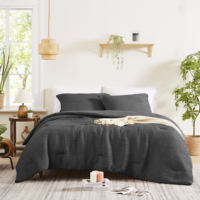 Lit en microfibre Seersucker texturé de luxe dans un sac pour literie à la maison ensembles de couette matelassée
