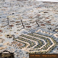 Tapis de salon turc vintage LandScopeTech, tissé Wilton, motif abstrait moderne d'arbre, haute densité, antidérapant, résistant à l'usure