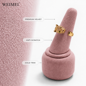 ชุดขาตั้งโชว์เครื่องประดับ WEIMEI สีชมพูอมเทา กำมะหยี่ พร้อมขาตั้งโลหะสีทอง สำหรับสร้อยคอ ต่างหู กำไลข้อมือ แหวน เหมาะสำหรับร้านขายของที่ระลึกและร้านเครื่องประดับ - Product Image 3