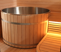 Auf Lager: Western Red Cedar Außensauna mit Panoramafenster, Sauna-Kaltwasserbecken-Kombination für Villen