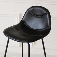 Tabouret de bar moderne et minimaliste en cuir, dossier haut en fer forgé, non rotatif, pour usage domestique et commercial, design transfrontalier