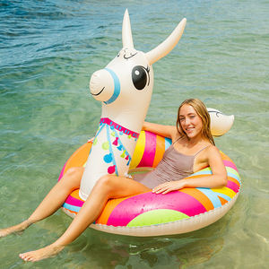 Flotteur de piscine gonflable géant en PVC robuste en forme de lama, anneau de natation, radeau gonflable, jouet de fête pour enfants et adultes - Product Image 1