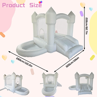 Château gonflable combiné avec toboggan et piscine à balles, thème Cœur Blanc Amour, portable pour mariages et fêtes d'anniversaire