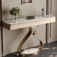 Xuanzhen Meubles de salon Table console en marbre Nouveau design de luxe moderne Table d'entrée et de couloir en or avec tiroirs en bois