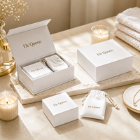 Caja de Regalo Magnética Blanca de Lujo para Joyería, Caja Rígida para Empaque de Joyas con Bolsa de Microfibra para Anillo, Collar y Pendientes