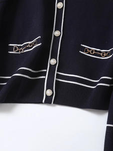 เสื้อสเวตเตอร์ถักผ้าแจ็คการ์ดสำหรับผู้หญิงเดรสแบบสวมหัวเสื้อสเวตเตอร์มีปกโบว์สำหรับฤดูใบไม้ร่วง - Product Image 4