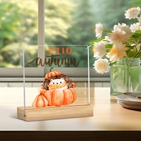 Acryl-Figuren-Dekoration Igel und Kürbis Herbst-Dekoschild zum Aufhängen, geeignet für Heim-/Schreibtisch-/Regaldekoration