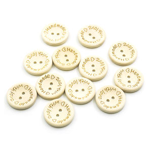 กระดุมไม้ Flatback แบบกำหนดเอง,สีธรรมชาติทรงกลม15มม. 20มม. 25มม. 2รูสำหรับงานตัดเย็บ DIY - Product Image 4