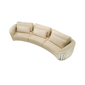 Juego de sofá seccional de 3-6 plazas de esquina curvada de diseñador italiano de lujo sofá de cuero genuino para salas de estar-muebles de hotel - Product Image 2