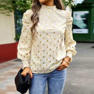 MOTE-GS122 Wholesale Autumn Casual Chiffon <strong>Blouse</strong> Women <strong>White</strong> Solid Color Long Sleeve Shirt Jacquard Button Ladies Tops <strong>Blouse</strong> - Product Image 6