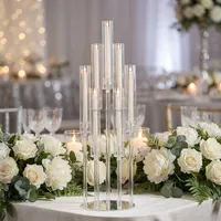 Candélabre en acrylique à 7 bras, décoration de mariage, porte-bougie transparent, centre de table, chandelier pour la décoration de mariage