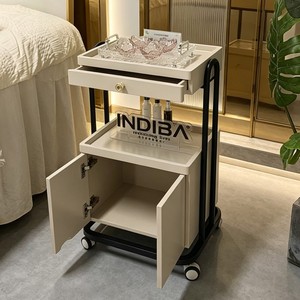 Chariot de beauté haut de gamme pour salon de beauté, chariot de gestion des soins cutanés avec étagère de rangement en bois, chariot à outils en métal et plastique - Product Image 4
