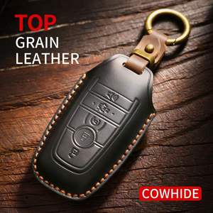 Étui pour clé de voiture en cuir, sac à clés, clé intelligente pour Ford Focus, Mondeo et Edge, en cuir véritable, pochette à clés artisanale - Product Image 2