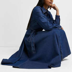 Mode Großhandel Damen Mädchen Long Jean Kleid Elegant Custom ized Langarm Denim Shirt Kleider Frauen Casual - Product Image 3