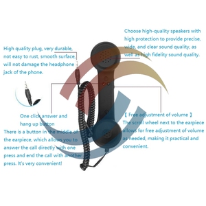 Conector de 3,5mm Auricular de teléfono móvil, Auricular de Llamada entrante de teléfono móvil, Micrófono de teléfono móvil Retro - Product Image 2