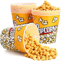 Fabrieksgroothandel voedselveilige gestreepte popcorn papieren emmers op maat bedrukt wegwerp popcorn doosjes voor verjaardagsartikelen