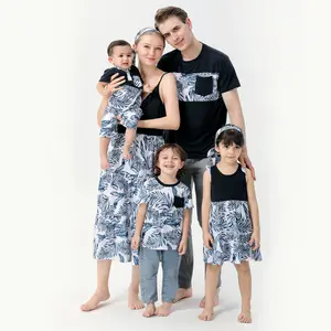 Одежда с принтом для семьи, наряды для мамы и мальчика