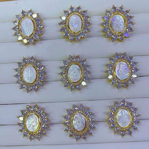 CZ8827 Vintage placcato oro 18k CZ paia di conchiglia intagliata madreperla maria cammeo pendente di fascino angelo, ciondoli gioielli cattolici - Product Image 3