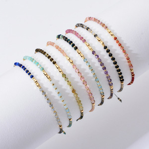 Bijoux de Style Y2K <span class=keywords><strong>Bracelet</strong></span> en <span class=keywords><strong>macramé</strong></span> fait à la main pour femmes pierres précieuses colorées Miyuki perles perle pierre principale motif de lettre religieuse - Product Image 2