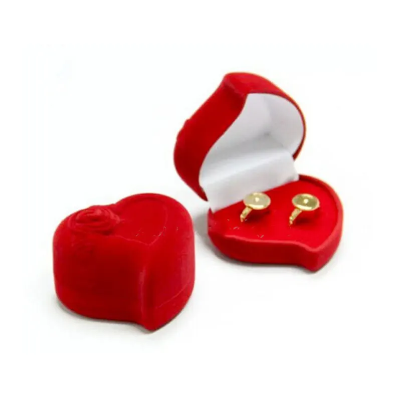 핫 세일 보라색 붉은 심장 모양 반지 상자 섬세한 몰려 들고 상자 보석 상자