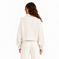 Veste en tricot pour femme, coupe courte, motif gaufré, boutonnée, avec poches, manches longues, doublure courte en élasthanne, chaude pour l'automne et l'hiver, vente en gros