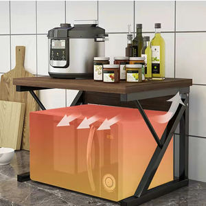 Estante de Cocina Plegable de 2 Niveles, de Acero al Carbono, Negro, Retráctil, Extensible, Multifuncional, para Horno de Microondas - Product Image 6