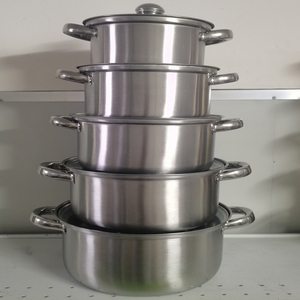 Lot de 10 marmites à soupe en acier inoxydable au design classique avec couvercle en verre prix bon marché batterie de cuisine poignées en métal colorées vente en gros - Product Image 2