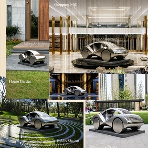 Sculpture abstraite en acier inoxydable en forme de voiture de grande taille RELONG, design personnalisé, art moderne pour aménagement paysager extérieur et <span class=keywords><strong>immobilier</strong></span> - Product Image 6