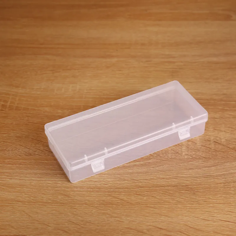 Caja de plástico transparente para guardar lápices, embalaje rectangular articulado, caja vacía, envío por manufact D602