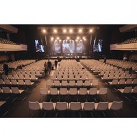 Chaise de conférence et d'événement en plastique et métal, durable et confortable, avec système de liaison interlock en gros