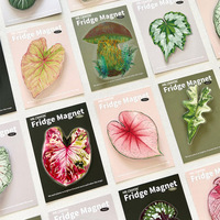 Aimants de réfrigérateur en acrylique à motif de feuille de plante, décoration magnétique verte créative, souvenirs culturels, vente en gros en Chine