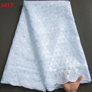 3417 alta qualità Swiss Voile pizzo 5 iarde africano tessuto di pizzo di cotone con foro stile Dubai per la cucitura di indumenti nigeriani - Product Image 2