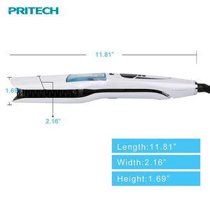 PRITECH Temperature Control Steam Hair Straightener <strong>Brush</strong> With Hang up Loop 2-in-1 Moisture Mist <strong>Ceramic</strong> High Tech <strong>Hot</strong> Comb - Product Image 6