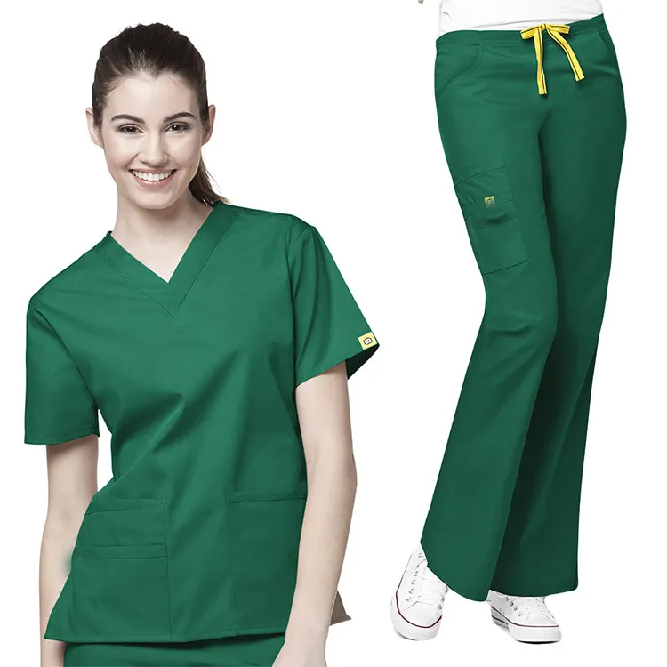 Seragam Rumah Sakit Wanita Pakaian Bedah Medis Scrub Dokter Perawat Mode untuk Wanita Pakaian Rumah Sakit Kain Kepar Bernapas